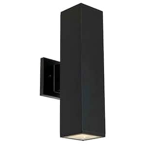 Black Outdoor Hardwired Cylinder Sconce with Integrated LED