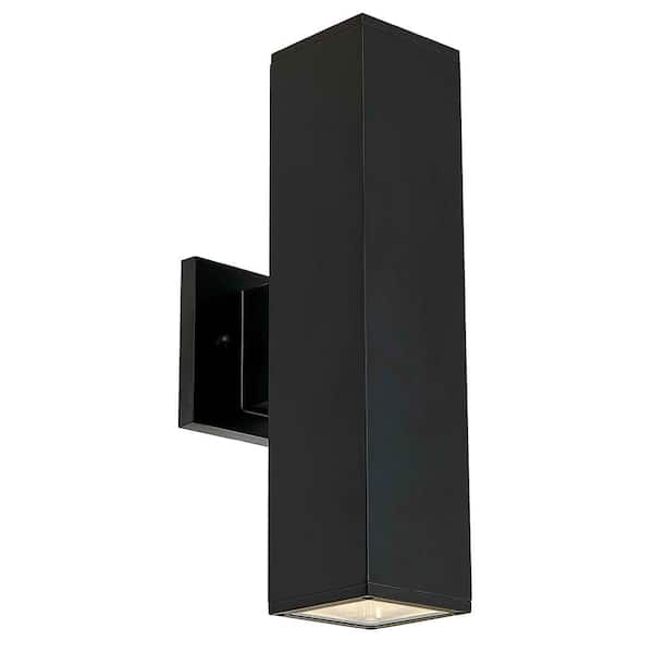 Unbranded Black Outdoor Hardwired Cylinder Sconce with Integrated LED
