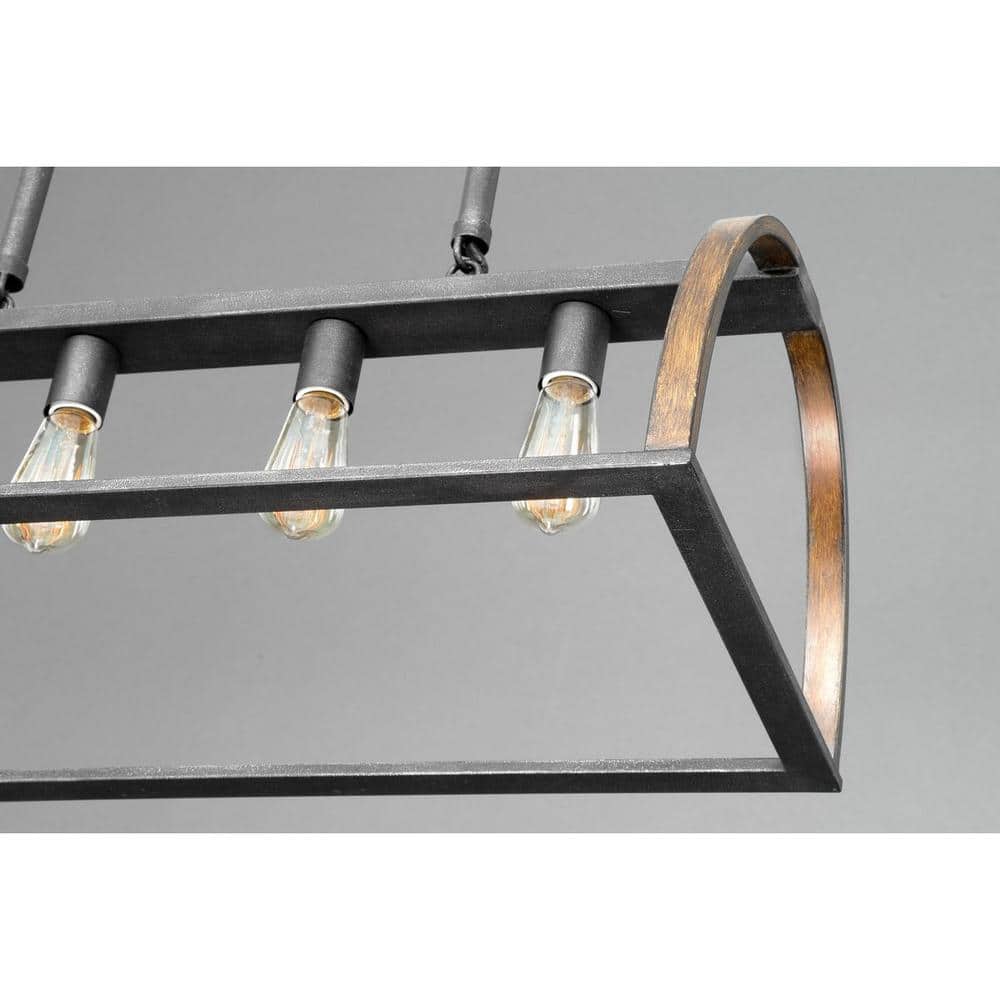 Gilded Iron 4-Light Geometric Cage Island Pendant