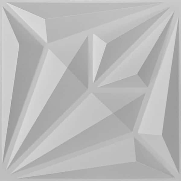 Dundee Deco Falkirk Ross 2/25 in. x 19.7 in. x 19.7 in. White PVC Diamond 3D Decorative Wall