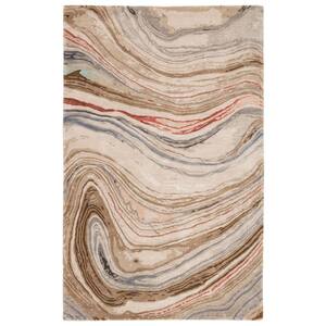 Atha Brown/Red 8 ft. x 11 ft. Abstract Hand-Tufted Rectangle Area Rug