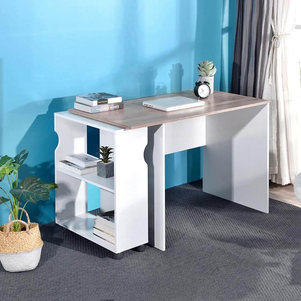 Magic Home 41.73 in. Computer Desk with Drawers Teens Study Student Writing Desk  Home Office Desk for Bedroom Small Spaces, White MH-CD-057 - The Home Depot