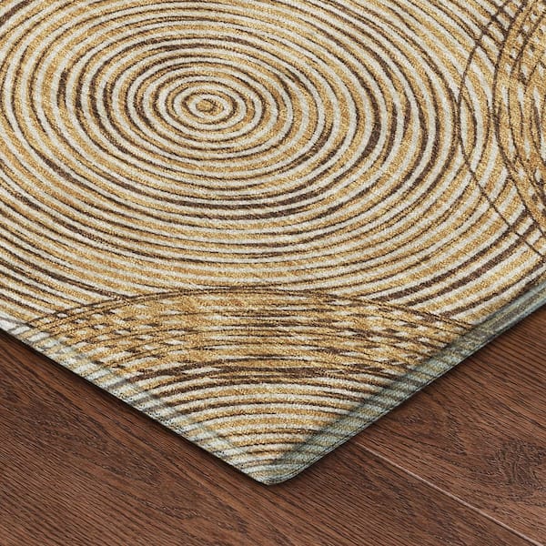 Mayfield Premium Machine Washable Abstract AMF2534 Gold 3 ft. x 4 ft. Area Rug