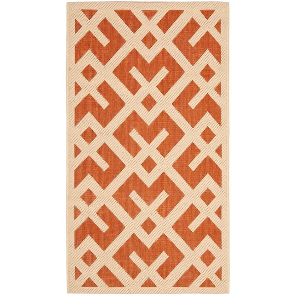 Safavieh Courtyard Terracotta/Bone 2 ft. x 4 ft. Geometric Indoor/Outdoor Area Rug