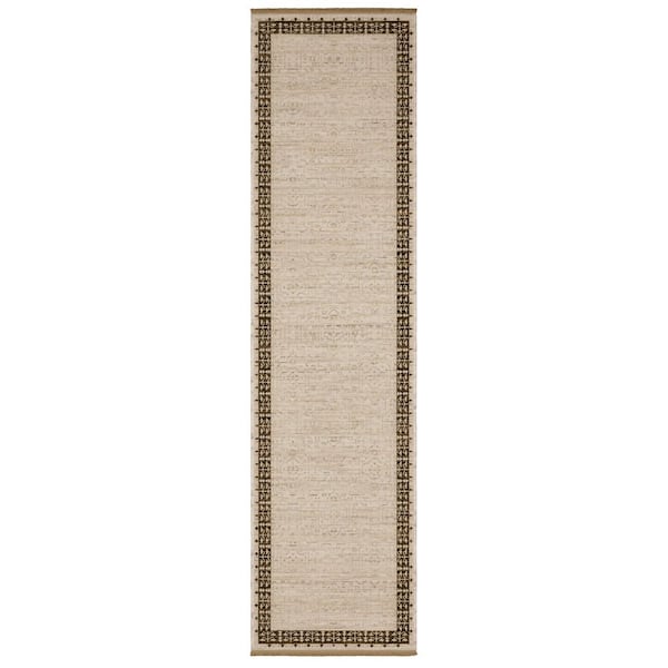Amara 2 ft. x 10 ft. Beige/Brown Geometric Area Rug