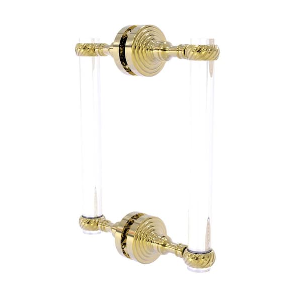 Allied Brass Pacific Grove 8 in. Back to Back Shower Door Pull with Twisted Accents in Unlacquered Brass