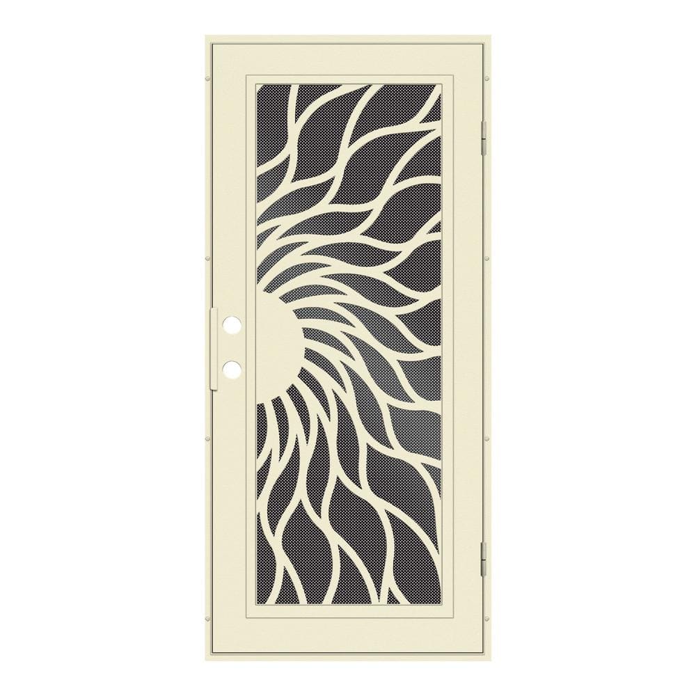 Sunfire 32 in. x 80 in. Left Hand/Outswing Beige Aluminum Security Door with Black Perforated Metal Screen price history on PriceWatchPro
