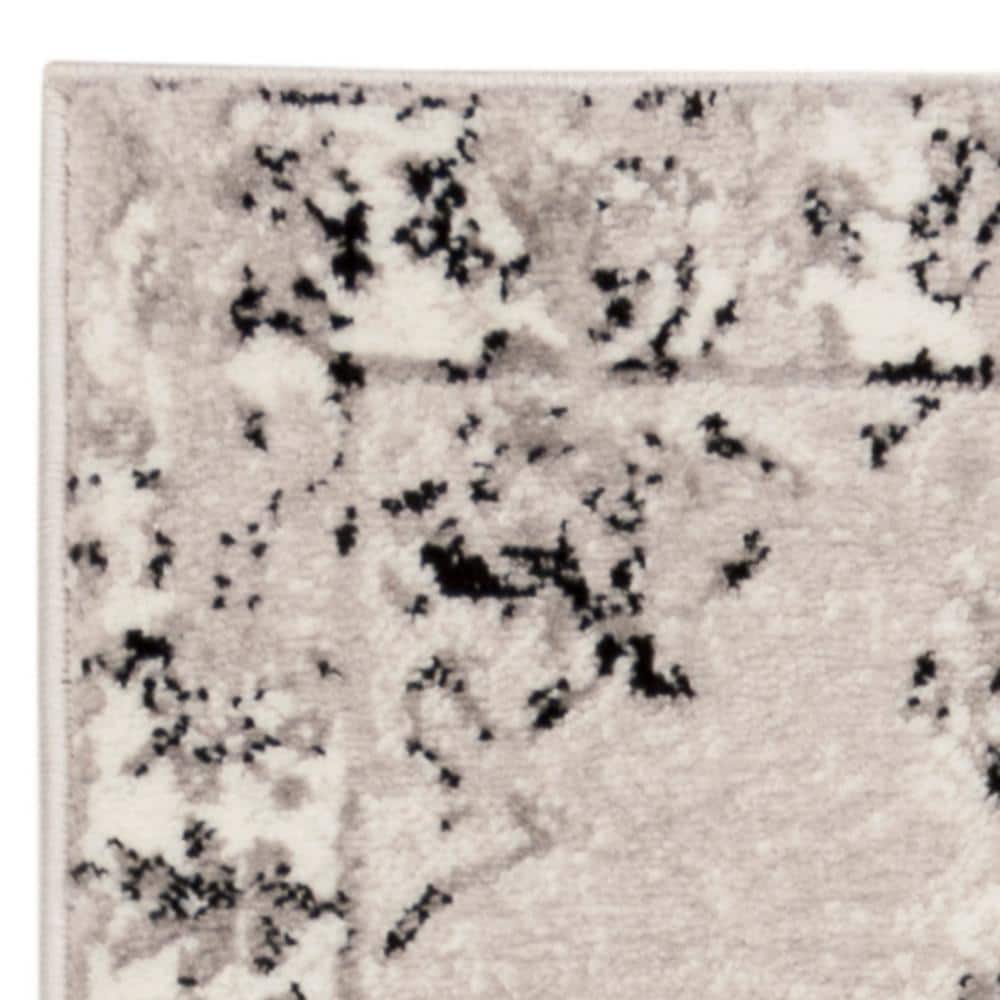 Skyler Floral Silver and Ivory Synthetic 2' x 12' Runner Rug