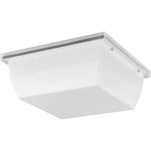 Hard-Nox 1-Light Satin White Polycarbonate Shade Commercial Grade Outdoor Wall Or Ceiling Mounted Fixture