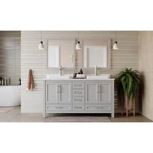 Bentworth 60 in. W x 22 in. D Double Vanity in Light Gray with Engineered Vanity Top in White with White Basins