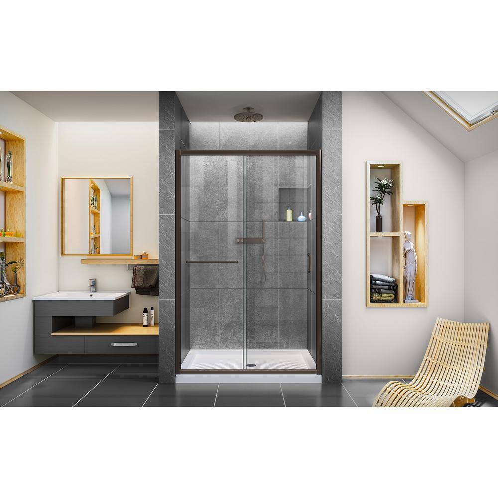 Infinity-Z Oil Rubbed Bronze Sliding Shower Kit with Clear Door