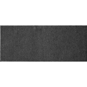 Aqua Shield Squares Charcoal 35 in. x 85 in. PET Polyester Runner Rug Door Mat