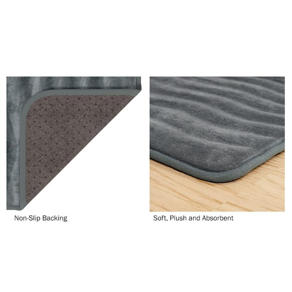 Terry Light Gray 24 in. x 40 in Microfiber Memory Foam. 2-Piece Set Large  Bath Mat Set YMB011741 - The Home Depot
