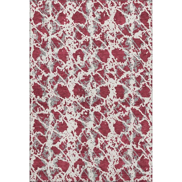 Addison Rugs Mayfield Premium Machine Washable Abstract AMF969 Burgundy 3 ft. x 5 ft. Area Rug