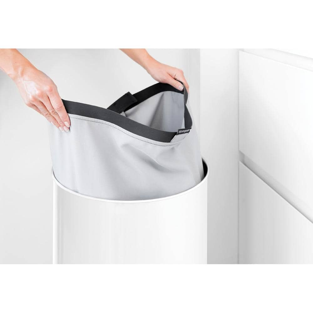 White Plastic Upright Laundry Hamper with Lid