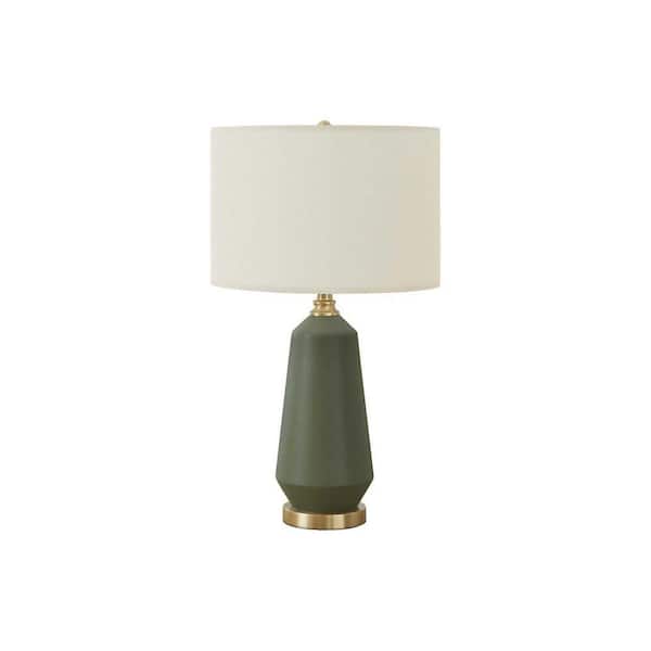 Contemporary 26 in. H Table Lamp with White Shade Task and Reading Green Ceramic