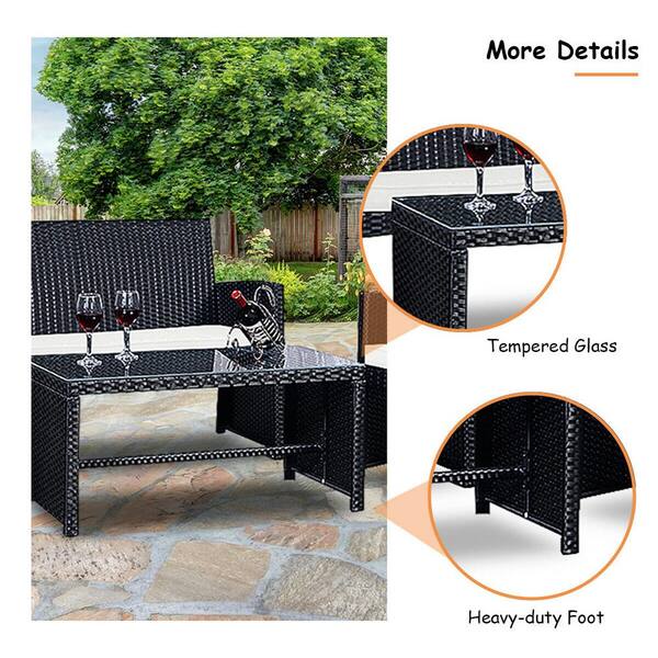 Costway Black 4-Piece Wicker Rattan Patio Conversation Set