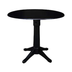Olivia Black Solid Wood 42 in. Drop-leaf Counter-height Table
