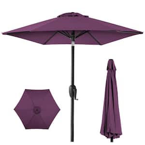 7.5 ft Heavy-Duty Outdoor Market Patio Umbrella with Push Button Tilt, Easy Crank Lift in Amethyst Purple