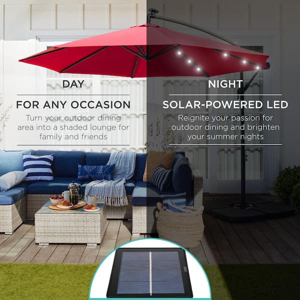 Best Choice Products 10 ft. Cantilever Solar Tilt Patio Umbrella in Red  SKY5711 - The Home Depot