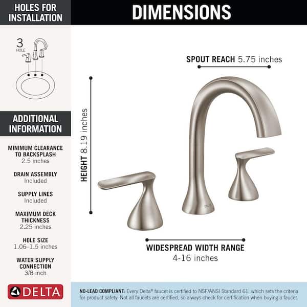Delta Bonacci 8 in. Widespread Double Handle Bathroom Faucet in