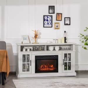 58 in. Freestanding Electric Fireplace TV Stand With 1400-Watt Electric Fireplace for TVs up to 65 in. i Gray