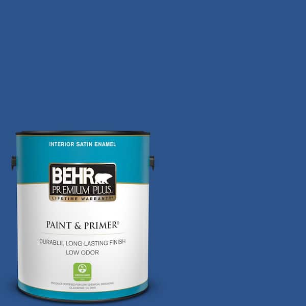 BEHR PREMIUM PLUS 1 gal. #P520-7 Flashy Sapphire Satin Enamel Low Odor Interior Paint & Primer
