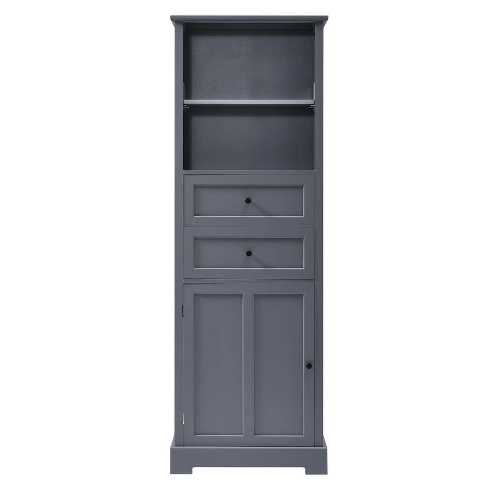 cadeninc 10 in. W x 15 in. D x 68.3 in. H Gray Freestanding Bathroom Storage  Linen Cabinet with 3 Drawers and Adjustable Shelf BY-LQWF-52AAG - The Home  Depot