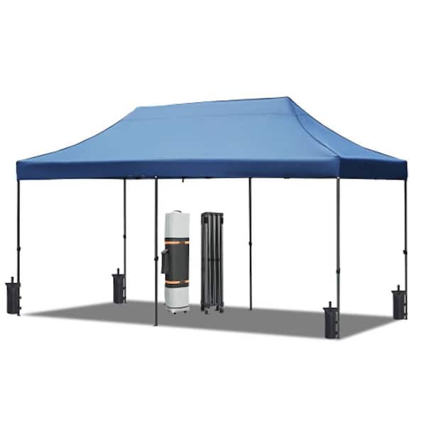 Unbranded 10 ft. x 20 ft. Blue 3 Height Adjustable Outdoor Canopy Tent with Roller Bag for Weddings