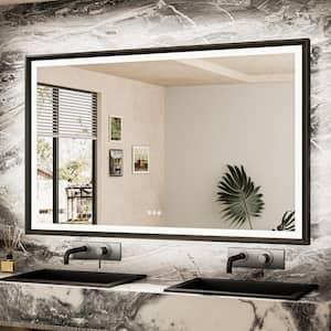 48 in. W x 36 in. H Rectangular Aluminum Framed with 3-Colors Dimmable LED Anti-Fog Wall Mount Bathroom Vanity Mirror