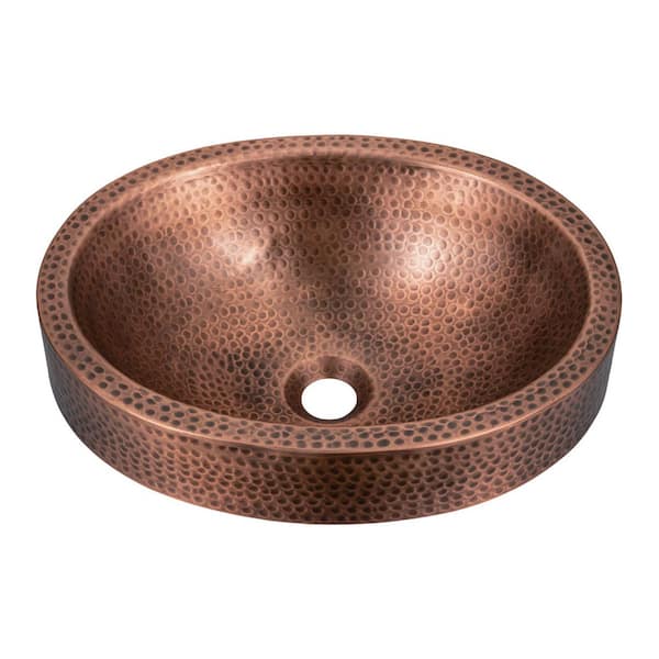 Monarch Abode 17 in. Hand Hammered Skirted Vessel Bathroom Sink in Pure Copper