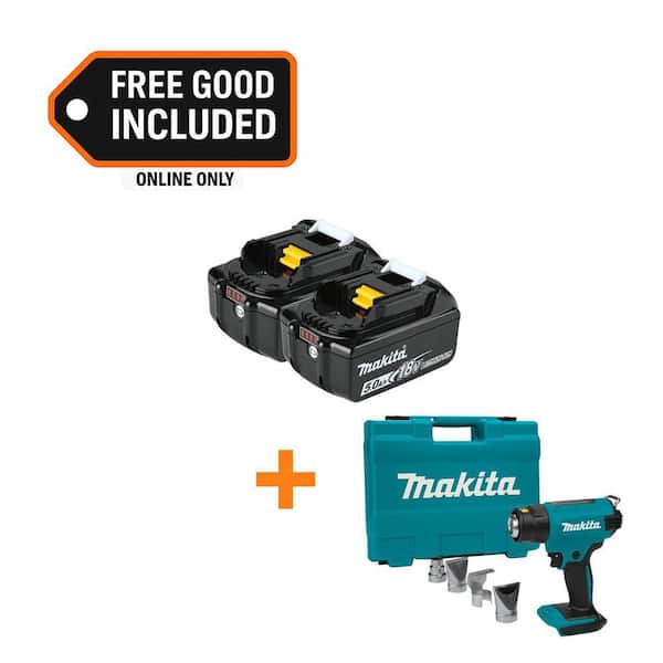 18V LXT Lithium-Ion High Capacity Battery Pack 5.0 Ah with LED Charge Level Indicator (2-Pack) with 18V LXT Heat Gun