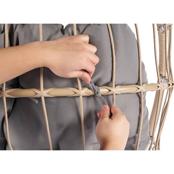 Cesicia Wicker Wood Porch Swing Outdoor Indoor Garden Rattan Egg