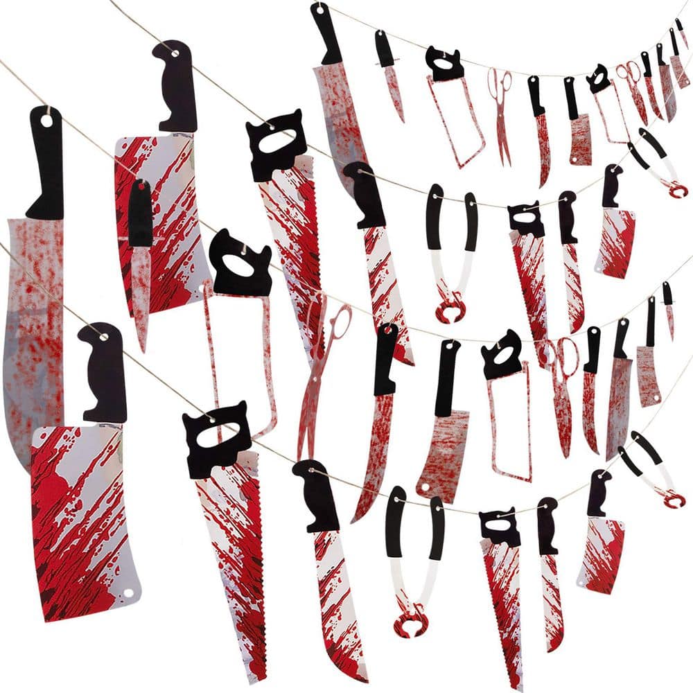 4 Piece Bloody Halloween Banner Decorations, Horror Themed Party Garland, Creepy Scary Scene Props for Party Supplies price history on PriceWatchPro