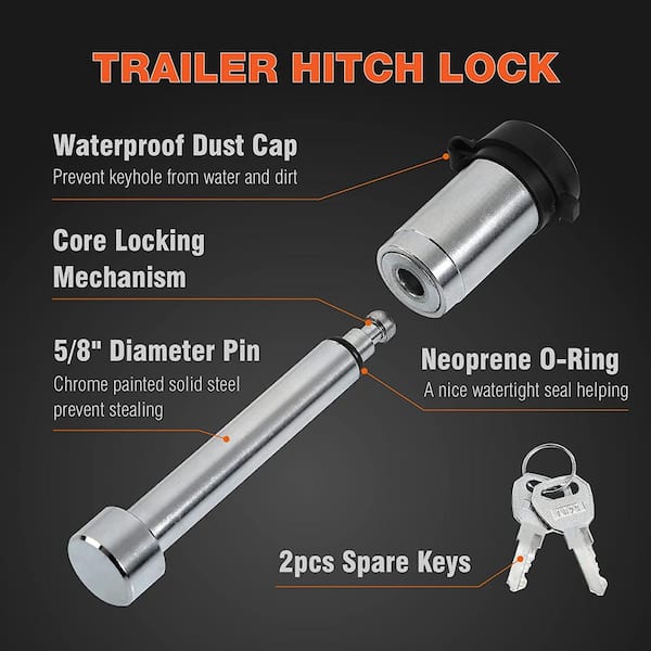 Trailer Hitch Lock 5/8 Pulgada Acero Carbono Remolque - Temu