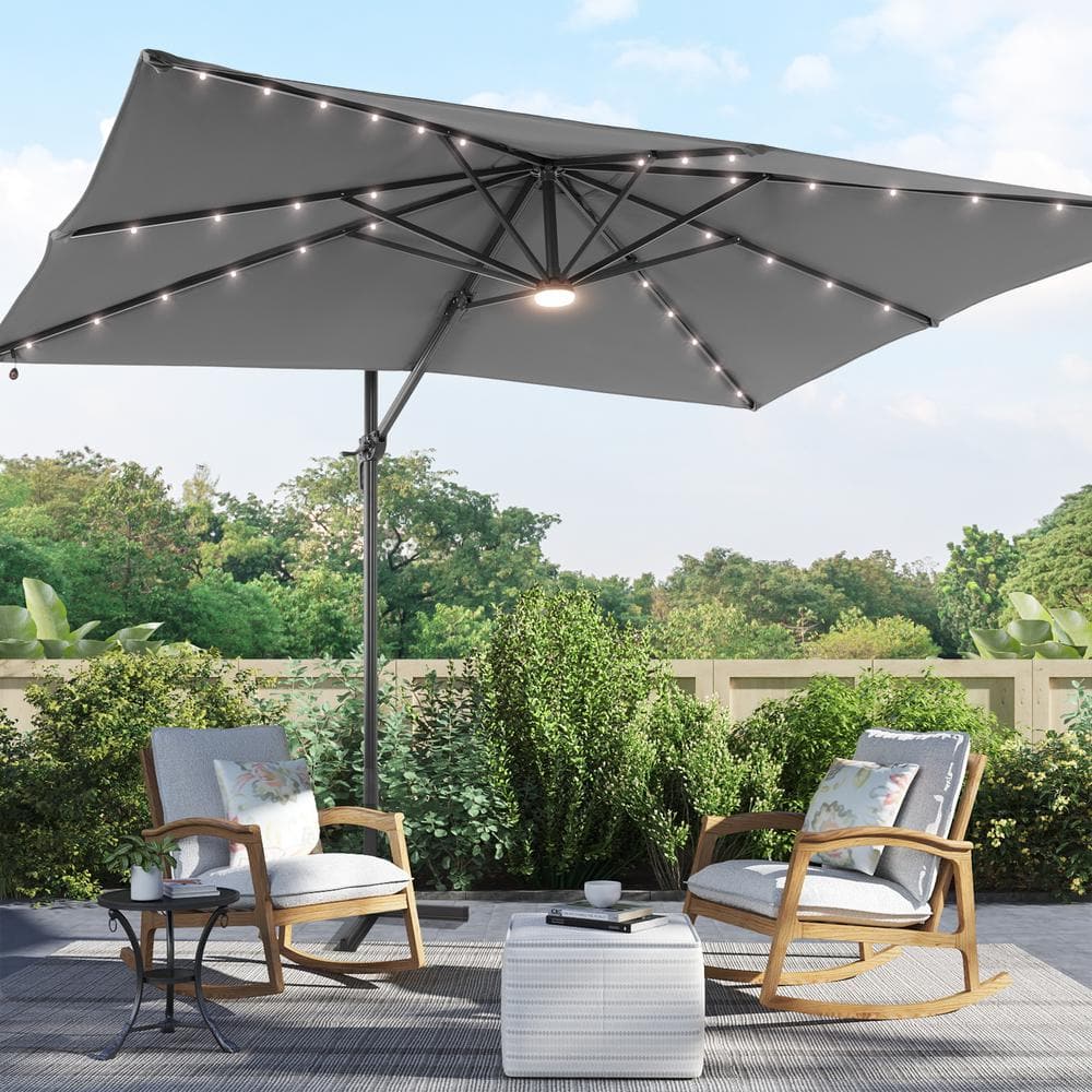 Reviews For Sonkuki 10x8 Ft. LED Premium Cantilever Patio Umbrella ...