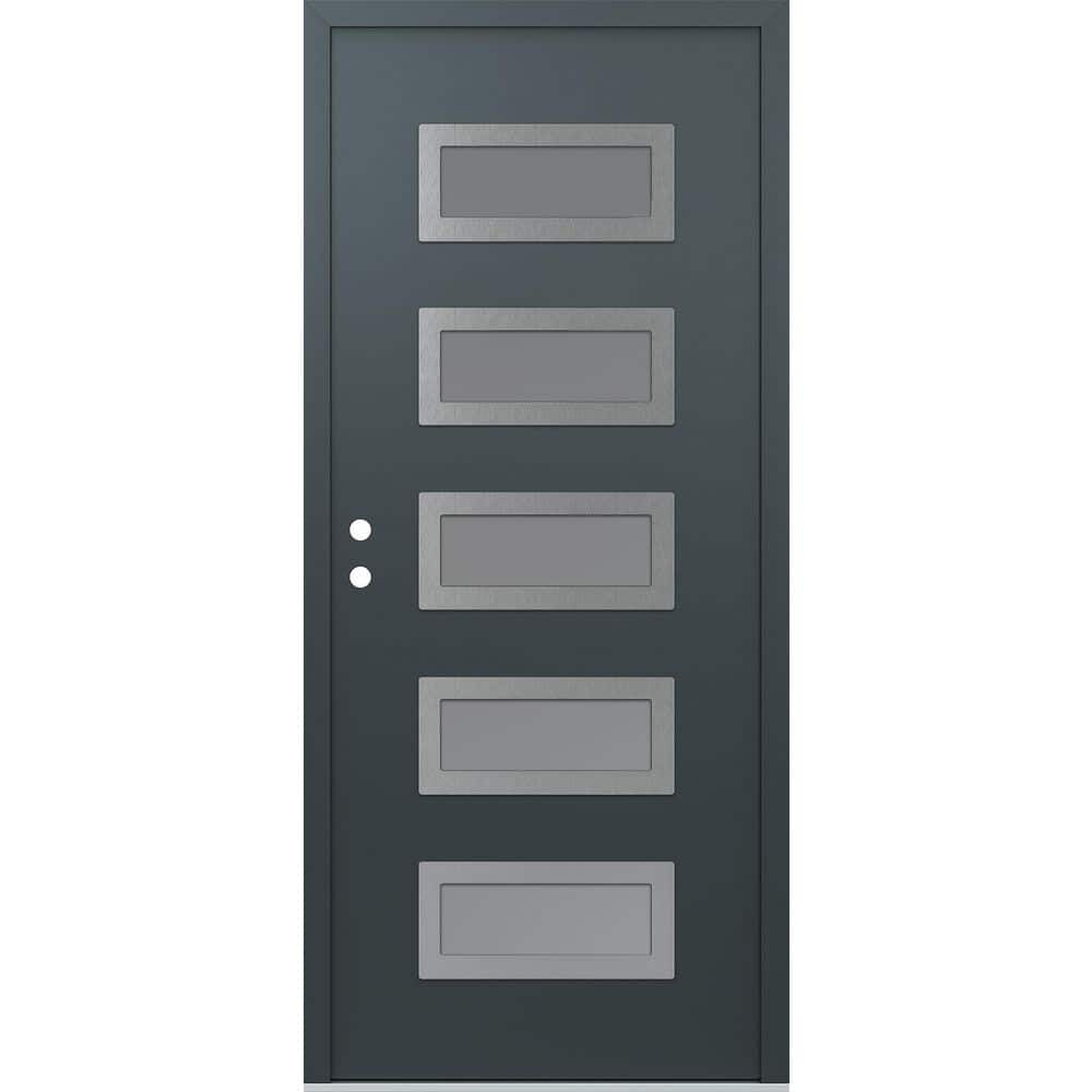 D1 36 in. x 80 in. Silver P Right-Hand/Inswing Frosted Glass Anth/Anth Steel Prehung Front Door price history on PriceWatchPro