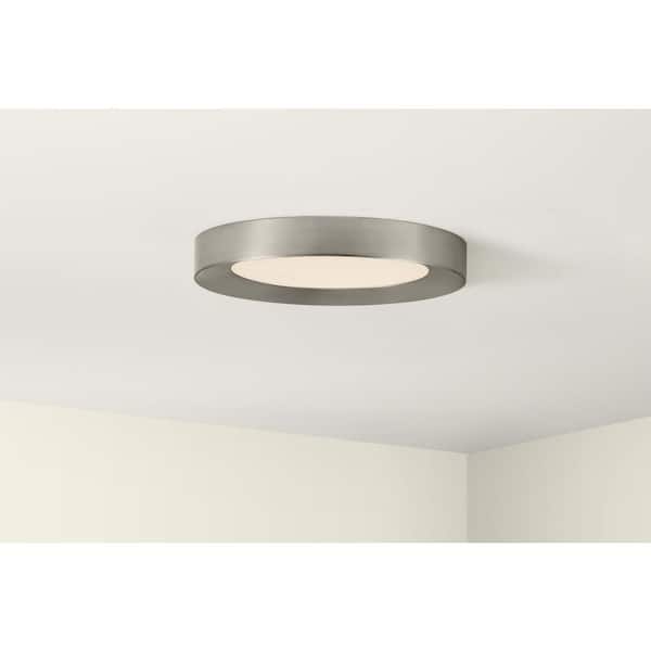 Hampton Bay 13 in. Brushed Nickel Selectable LED Flush Mount (2-Pack)