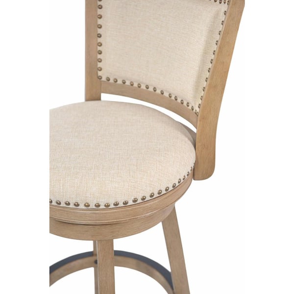 Melrose 29 in. Driftwood Wire-Brush Wood Frame Bar Stool