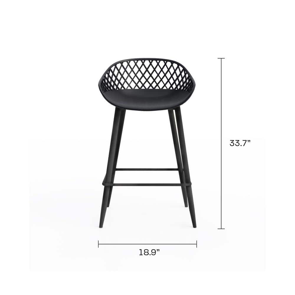 Sleek Black Metal Adjustable Kurv Counter Stool Set