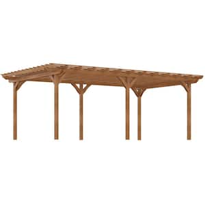 20 ft. x 12 ft. Outdoor Pergola, Wood Gazebo Grape Trellis with Stable Structure, Deck