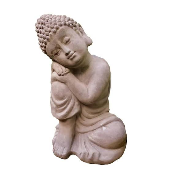 Unbranded Slate Color Concrete 8 in. H x 4.75 in. W Napping Buddha Sculpture Garden Decor or Home Decor Single Piece