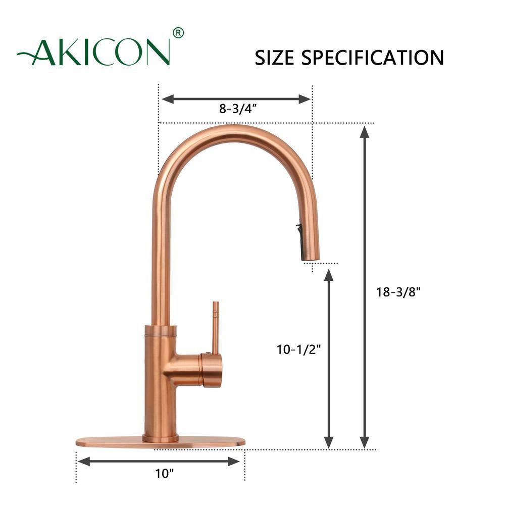 Copper Single Handle Pull Down Kitchen Faucet with Deck Plate