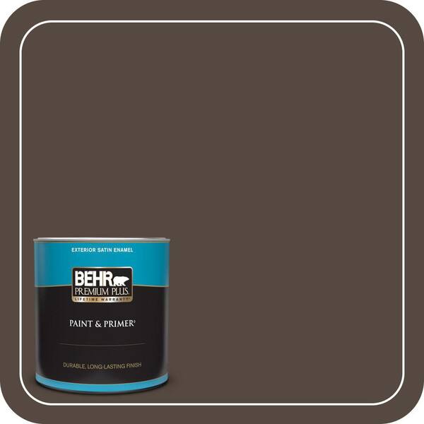 BEHR PREMIUM PLUS 1 qt. #N210-7 Havana Coffee Satin Enamel Exterior Paint & Primer