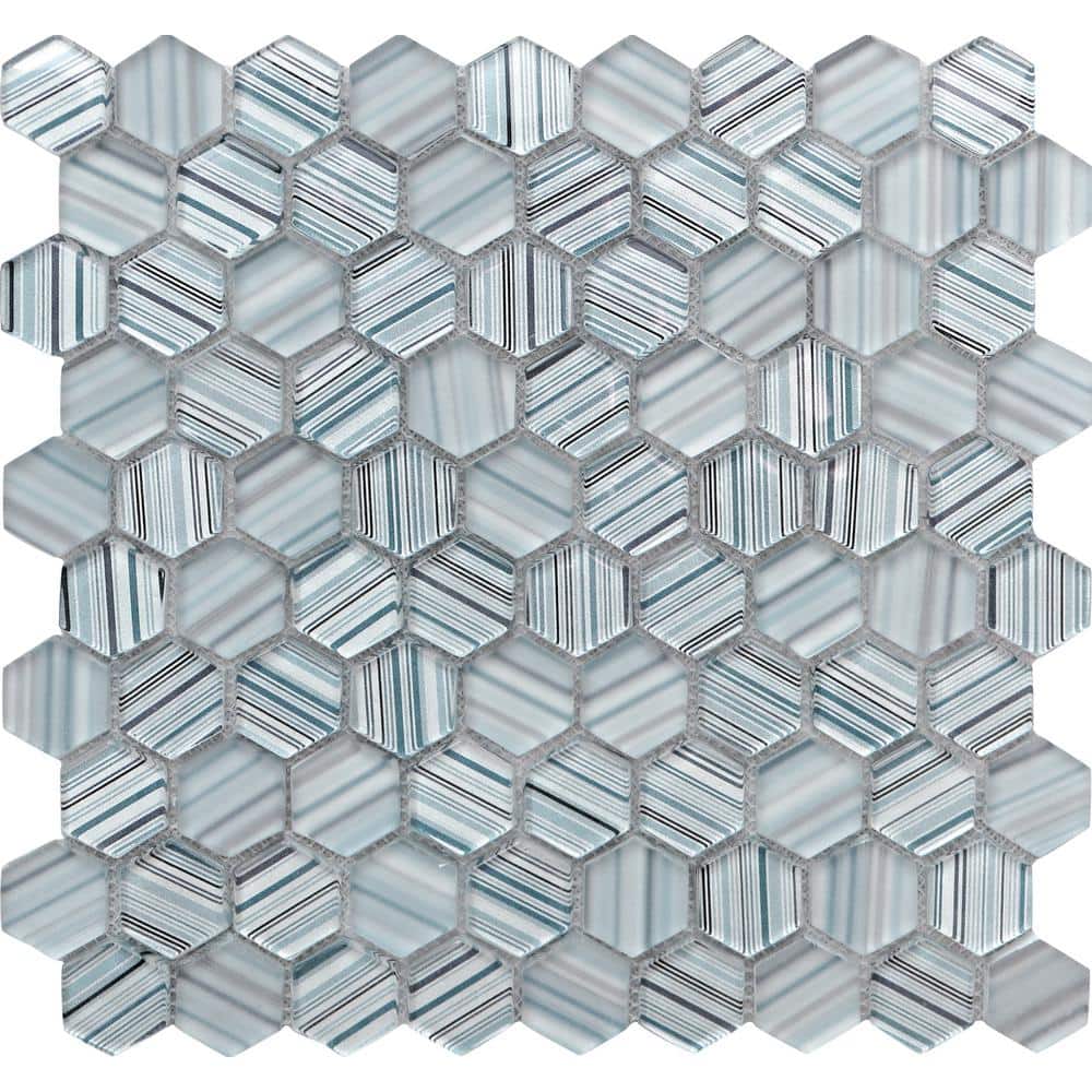 Blue 4 in. x 5 in. Polished and Honed Hexagon Glass Mosaic Tile Sample (0.13 sq. ft./Piece) price history on PriceWatchPro