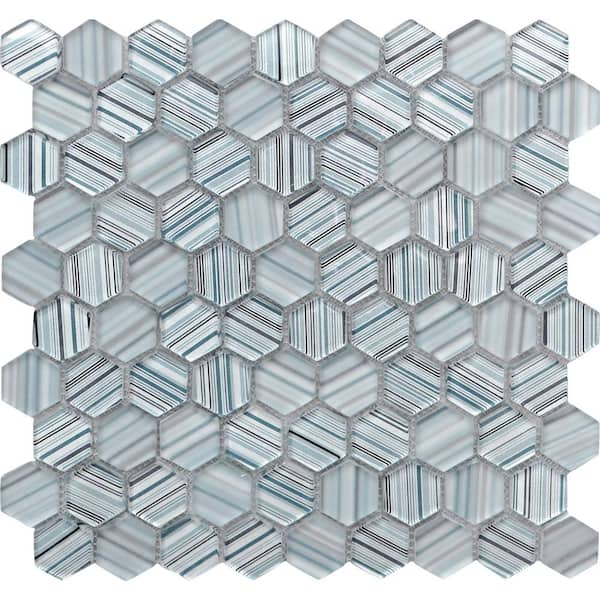 Apollo Tile Blue 11.6 in. x 12 in. Polished and Honed Hexagon Glass Mosaic Tile (5-Pack) (4.83 sq. ft./Case)