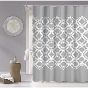 Grey 70 in. x 72 in. Diamonte Printed 100% Cotton Shower Curtain