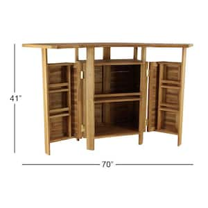 41 in. H Brown Teak Wood Traditional Outdoor Bar