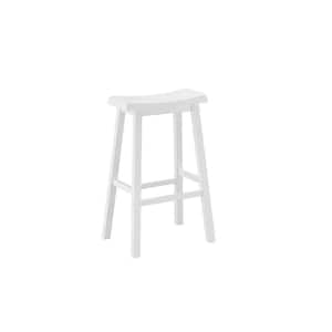 29 in. White Backless Wood Bar Chair with Wood Seat Set of 2