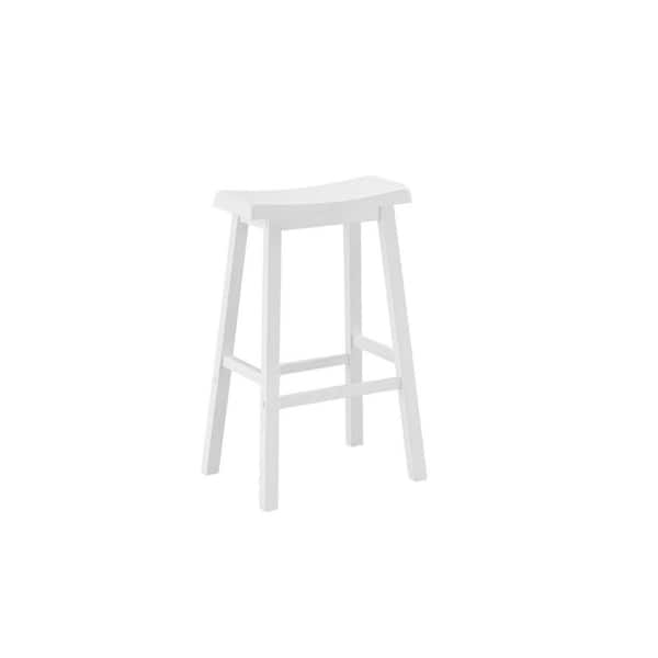 HomeRoots 29 in. White Backless Wood Bar Chair with Wood Seat Set of 2